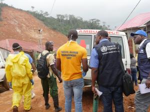 Teams of responding partners at the disaster site