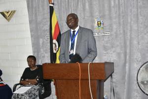 Acting WHO Representative Dr. Abdoulie Jack making his remarks during the release ceremony 