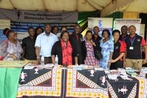 Team in a group photo during the exhibition