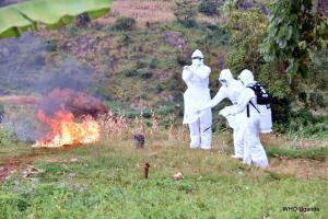 Burial  team burns the property of one of the deceased cases 