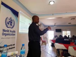 Dr Joseph Wamala making a presentation