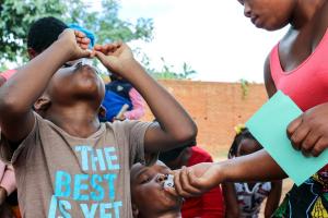 Two children receive OCV on the first day of the campaign in Lilongwe_edited