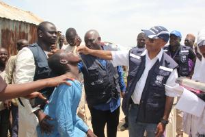 WHO Country Representative administering OCV in an IDP camp of Borno state in 2017