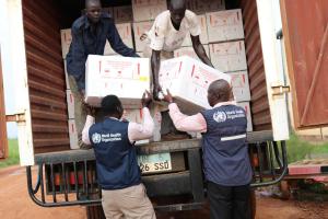 Vaccines received from the Global Task Force on Cholera Control (GTFCC)  being loaded