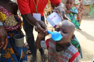  Eligible child being administered with  anti-malaria drug during 2017 SMC campaign in Borno state. Photo credit: WHO/CE.Onuekwe
