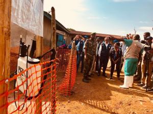 WHO Director-General Dr Tedros Adhanom and WHO Regional Director Dr Matshidiso Moeti visiting Ebola treatment centre in Mangina 