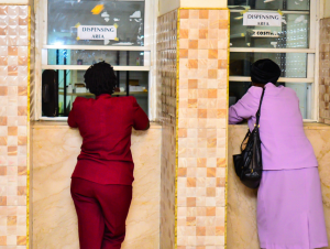 Patients buying antibiotic drugs for the dispensary