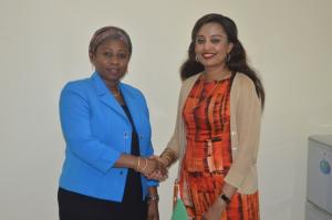 The Honorable Minister for Health, Ummy Mwalimu welcoming Dr. Tigest to Tanzania during a courtesy  meeting in Dodoma