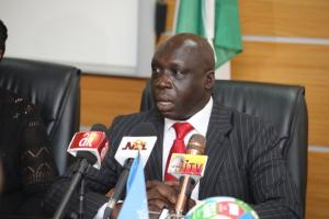 Dr Clement Peter Lugala addressing the press on World Cancer Day _Image credits_WHO NG