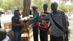 Emergency supplies being received by the community leaders