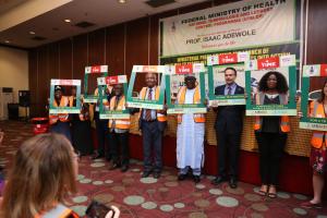Group photograph during the launch of the catastrophic cost survey report and UNHLM Roadmap to eliminate TB in Nigeria