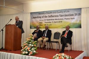 Dr Hon A. Husnoo, Health Minister, urging people at risk of influenza complications to take advantage of the national influenza vaccination programme