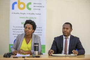 Press Conference, Dr Jeannine Condo, DG RBC(left) & Dr Gatare Swaibu, DM NCBT