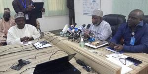 Borno Commissioner for Health and WHO Emergency Manager Dr. Owili in a Press briefing on COVID-19 Maiduguri. Photo_WHO_C. Onuekwe.jpg 