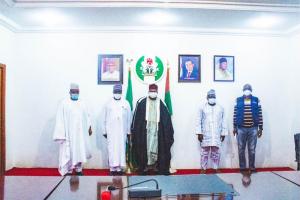 Group photo of the WHO State Coordinator (1st right and prominent Plateau traditional leaders after sensitization on COVID19