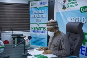 Nigeria’s Minister of Health, briefing the media on 2020 World Hepatitis Day in Abuja/ Photo credit-