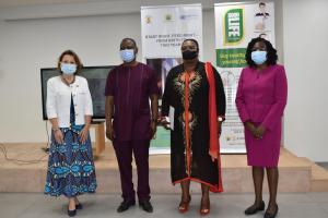 Dignitaries at the Function; from left to right: Mrs Anne Clarie Dufy, Dr Aboagye, Hon. Tina Mensah and Dr Neema Kimambo