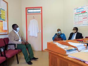 Mr. Moses Kulatao narating his story to WHO Representative, Dr. Charles Sagoe-Moses