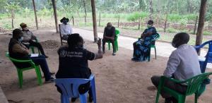 The WHO field team engaging a group of distinguished elders who guided on the need to ban Imbalu processions in the sub-region especially during the COVID-19 pandemic period