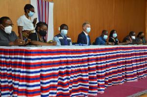Dignitaries during the  J & J COVID-19 vaccine launch ceremony in Monrovia