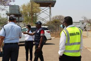 WHO Consultant Dr Raphael John Marfo assesses Sikwane Border Control Post