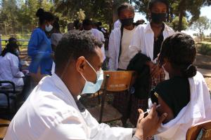 A 14-year-old girl received HPV vaccine at her school in Addis Ababa, January 2022