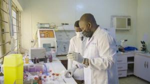 Doctors working on a sample at a laboratory in Obafemi Awolowo University