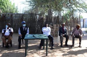 Dr Charles Sagoe-Moses, WHO Representative and the Hon. Governor Bonifatius Wakudumo of the Kavango East Region in Mayana village in the Kavango East Region