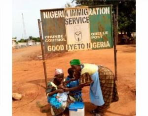 Child vaccination at Obele, a boundary town between Nigeria and Benin Republic