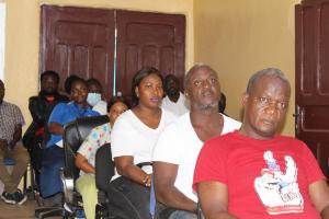 Team members of the Grand Bassa County team listening on during the event