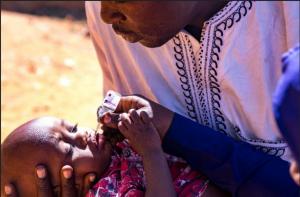 A child being vaccinated during the SIA campaign in Sokoto State