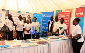 UN staff came together to host a booth to showcase the UN contribution to fighting HIV/AIDS