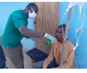 A recovering patient at a health facility.