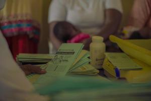 An immunization card used to record recieved childhood vaccines