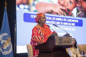 Ministra do Estado Para a Área Social, Dra Dalva Ringote discursando no evento