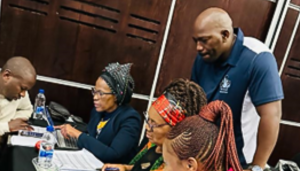WHO South Africa Staff facilitating group working during the micro plan development session. This session involved prioritization of subdistricts based on access and utilization data  