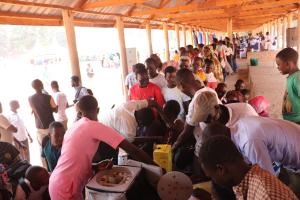 The residents of Yambio queuing up to receive the yellow fever vaccine