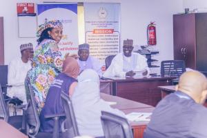 WHO Emergency Manager (Interim), Dr Kumshida Balami and her team met with the Yobe State Honourable Commissioner of Health, Dr Muhammad Lawan Gana ©Kingsley Igwebuike/WHO