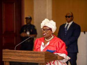 First Lady of the Republic of Liberia, Madam Kartumu Y. Boakai speaking the WHD commemoration in Liberia