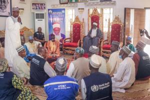 High-level advocacy visit on community engagement to the Emir of Fika. © Kingsley Igwebuike/WHO