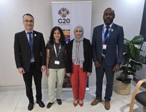 From left: Faridun Nazriev (External Relations Officer), Stéphanie Seydoux (Director-General’s Envoy for Multilateral Affairs), Shenaaz EL-Halabi, (WHO South Africa Country Representative) and Jose Sambo (Protocol Officer) at the meeting in Johannesburg.