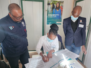 From left; WHO Botswana focal person, Dr. Tebogo Madidimalo with a trainee and ToT