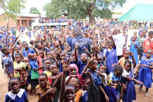 Excited for the Polio vaccine, Makawa Primary School students