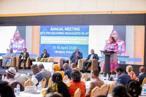 Minister of Health Malawi Hon Madalitso Baloyi opening the NTDs Managers meeting in Malawi