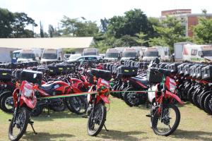 216 motorbikes, 10 vehicles and 1 truck were part of the equipment that was handed over to the Government