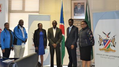 Dr Charles Sagoe-Moses, WHO Representive paying a courtsey visit to the Governor of Erongo Region, Hon. Neville Itope 