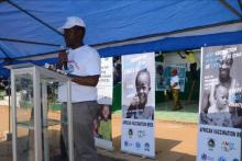 Dr Alex Gasasira delivering the RDs African Vaccination Week message