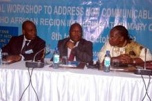 02 From Left - Dr Roungou WHO AFRO DPC Director, Dr Kimani Director of Medical Services and Dr Custodia WR Kenya at the opening ceremony of the NCD regional meeting