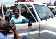 02 Hon. Beth Mugo inspecting the donated ambulance.