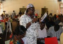  a participant making contribution at the plenary session